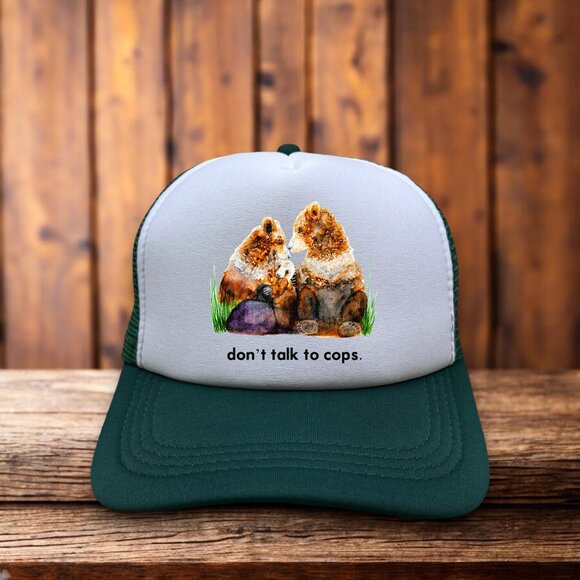 Don't Talk To Cops Unisex Trucker Hat Green Anarchist Leftist Abolition Ball Cap - Picture 1 of 4